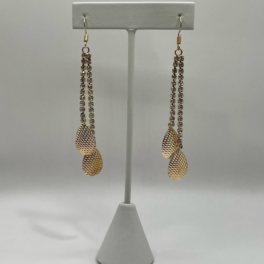 Rhinestone Tassel Earrings - Picture 2 of 6